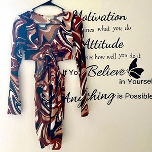 Multi color long sleeve groovy mini dress